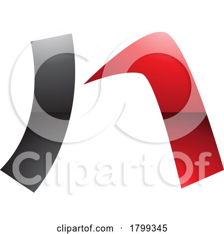 Red and Black Glossy Letter N Icon with a Curved Rectangle by cidepix