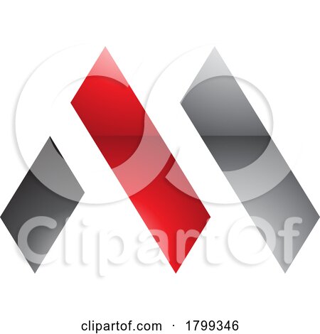 Red and Black Glossy Letter M Icon with Rectangles by cidepix