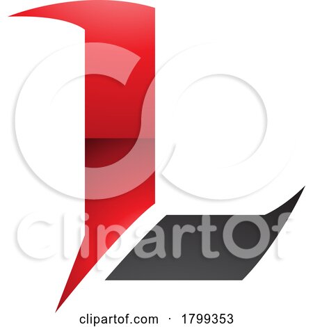 Red and Black Glossy Letter L Icon with Sharp Spikes by cidepix