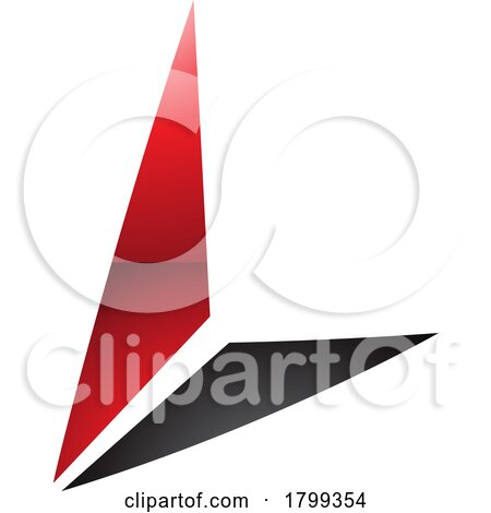 Red and Black Glossy Letter L Icon with Triangles by cidepix