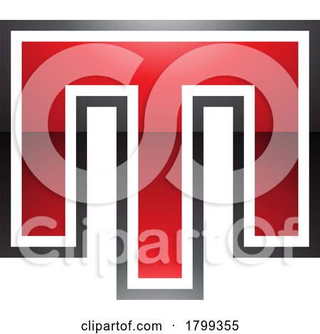 Red and Black Glossy Letter M Icon with an Outer Stripe by cidepix