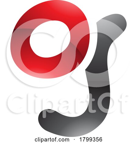 Red and Black Glossy Letter G Icon with Soft Round Lines by cidepix