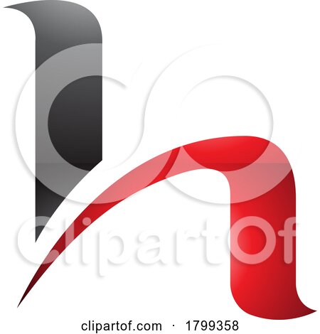 Red and Black Glossy Letter H Icon with Round Spiky Lines by cidepix