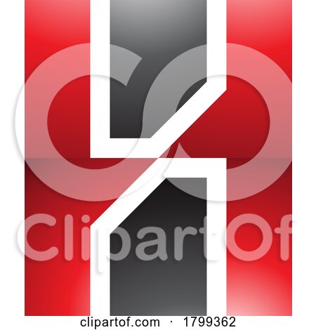 Red and Black Glossy Letter H Icon with Vertical Rectangles by cidepix