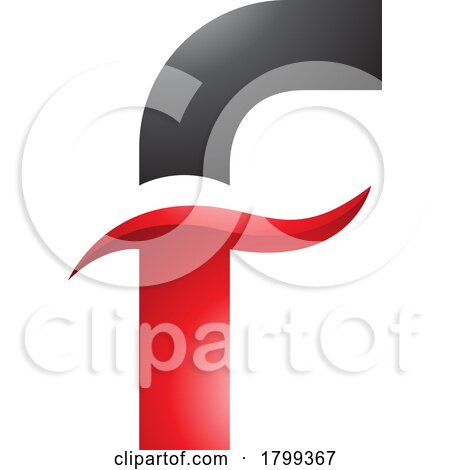 Red and Black Glossy Letter F Icon with Spiky Waves by cidepix