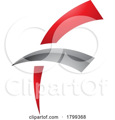 Red and Black Glossy Letter F Icon with Round Spiky Lines by cidepix