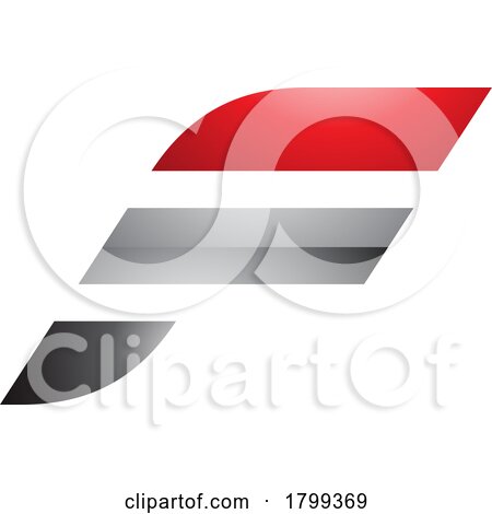Red and Black Glossy Letter F Icon with Horizontal Stripes by cidepix