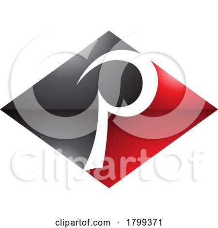 Red and Black Glossy Horizontal Diamond Letter P Icon by cidepix