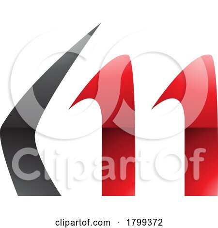 Red and Black Glossy Horn Shaped Letter M Icon by cidepix