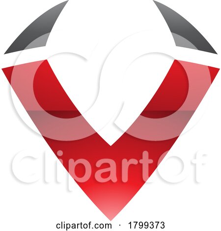 Red and Black Glossy Horn Shaped Letter V Icon by cidepix