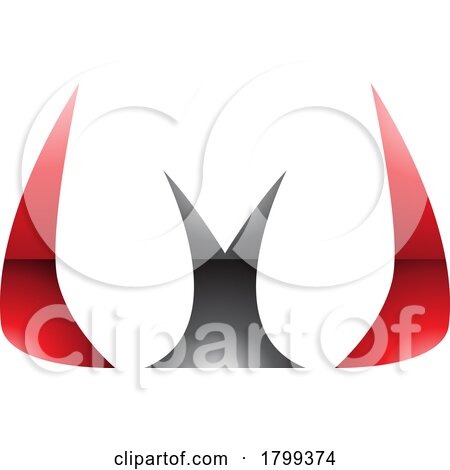 Red and Black Glossy Horn Shaped Letter W Icon by cidepix