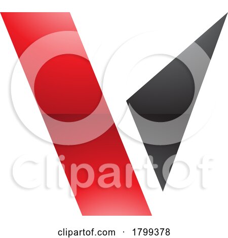 Red and Black Glossy Geometrical Shaped Letter V Icon by cidepix
