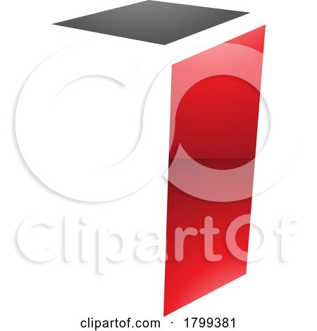 Red and Black Glossy Folded Letter I Icon by cidepix