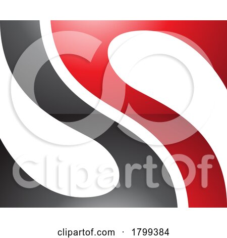 Red and Black Glossy Fish Fin Shaped Letter S Icon by cidepix