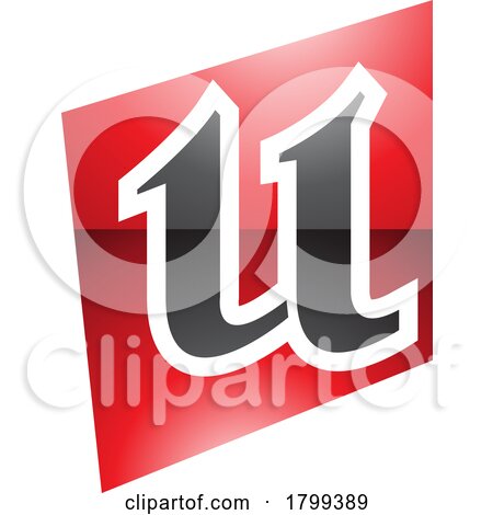 Red and Black Glossy Distorted Square Shaped Letter U Icon by cidepix