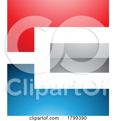 Red Blue and Grey Glossy Rectangular Letter E Icon by cidepix