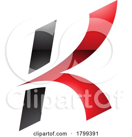 Red and Black Glossy Italic Arrow Shaped Letter K Icon by cidepix