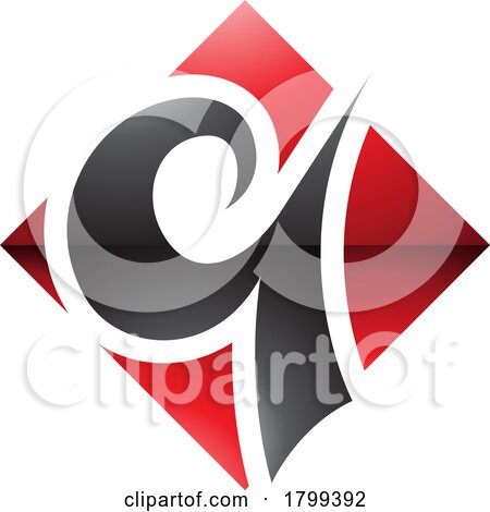 Red and Black Glossy Diamond Shaped Letter Q Icon by cidepix