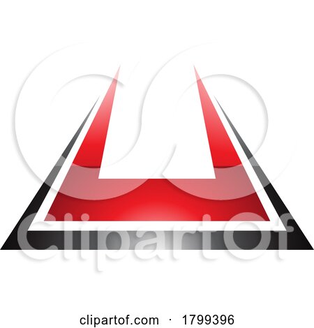 Red and Black Glossy Bold Spiky Shaped Letter U Icon by cidepix