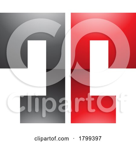 Red and Black Glossy Bold Split Shaped Letter T Icon by cidepix