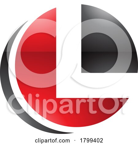 Red and Black Glossy Circle Shaped Letter L Icon by cidepix