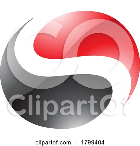 Red and Black Glossy Circle Shaped Letter S Icon by cidepix