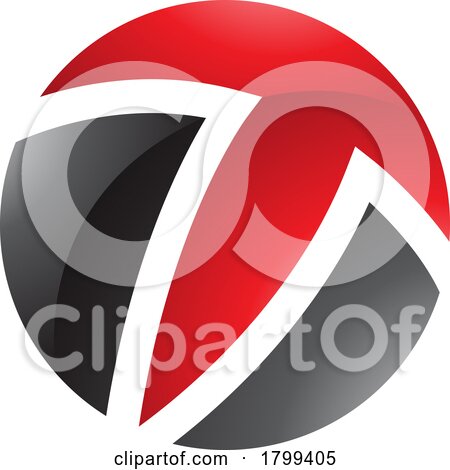 Red and Black Glossy Circle Shaped Letter T Icon by cidepix