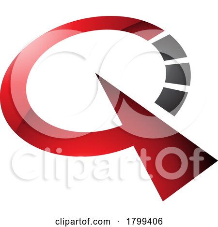 Red and Black Glossy Clock Shaped Letter Q Icon by cidepix