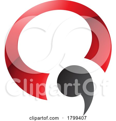 Red and Black Glossy Comma Shaped Letter Q Icon by cidepix