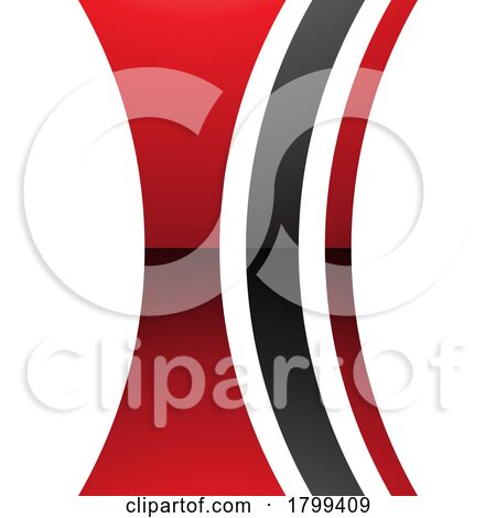 Red and Black Glossy Concave Lens Shaped Letter I Icon by cidepix