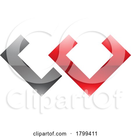 Red and Black Glossy Cornered Shaped Letter W Icon by cidepix