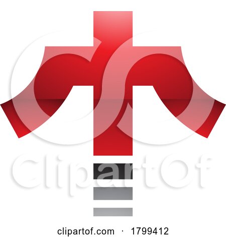 Red and Black Glossy Cross Shaped Letter T Icon by cidepix