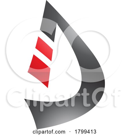 Red and Black Glossy Curved Strip Shaped Letter D Icon by cidepix