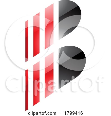 Red and Black Glossy Letter B Icon with Vertical Stripes by cidepix