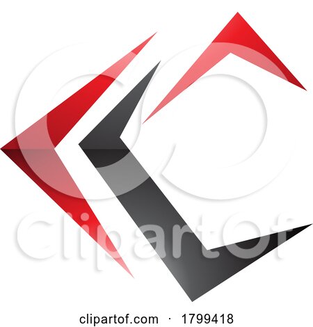 Red and Black Glossy Letter C Icon with Pointy Tips by cidepix