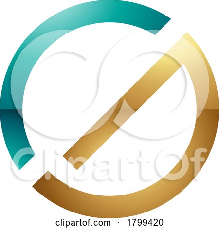 Persian Green and Golden Thin Round Glossy Letter G Icon by cidepix