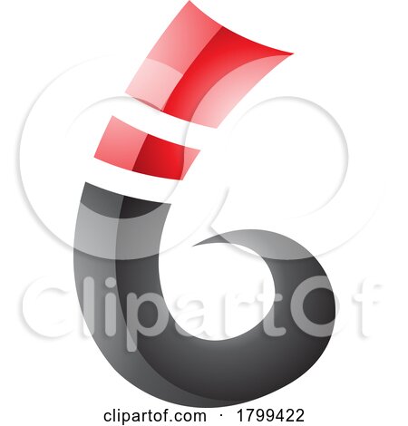 Red and Black Curly Glossy Spike Shape Letter B Icon by cidepix