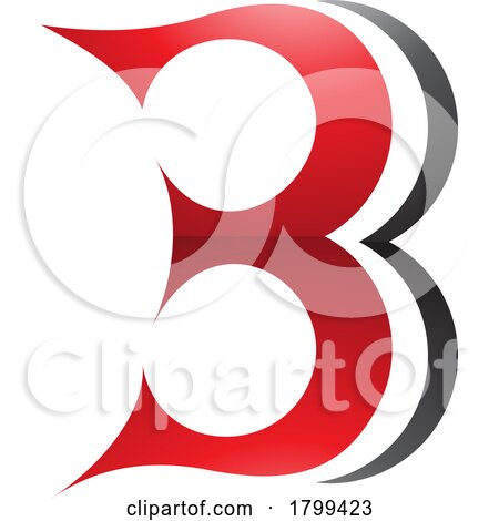 Red and Black Curvy Glossy Letter B Icon Resembling Number 3 by cidepix