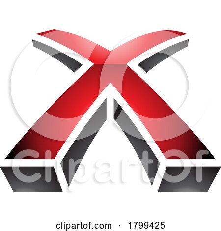 Red and Black Glossy 3d Shaped Letter X Icon by cidepix