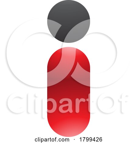 Red and Black Glossy Abstract Round Person Shaped Letter I Icon by cidepix
