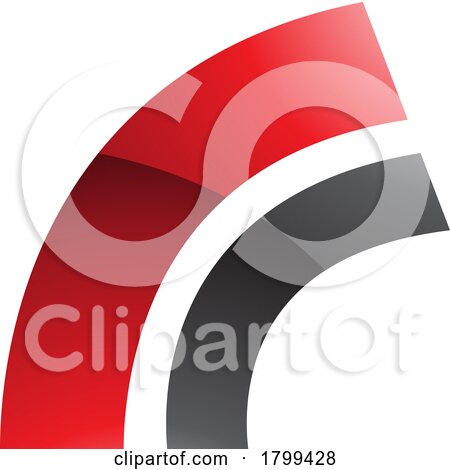 Red and Black Glossy Arc Shaped Letter R Icon by cidepix