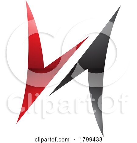 Red and Black Glossy Arrow Shaped Letter H Icon by cidepix