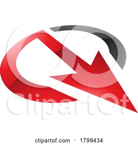 Red and Black Glossy Arrow Shaped Letter Q Icon by cidepix
