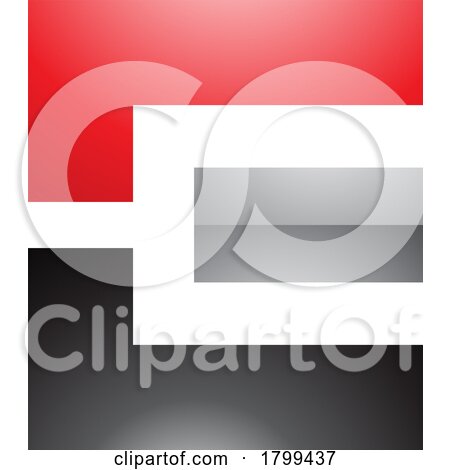 Red Black and Grey Glossy Rectangular Letter E Icon by cidepix