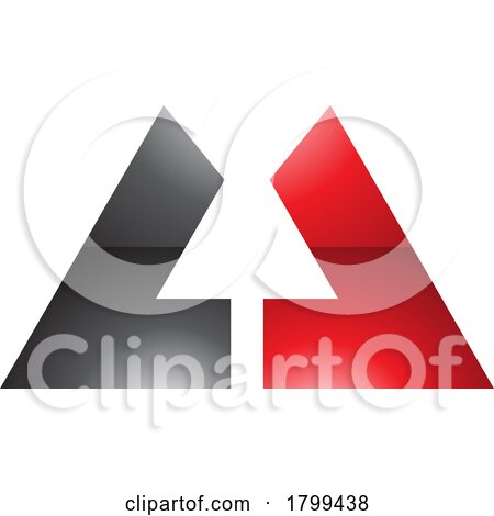 Red and Black Glossy Bold Letter U Icon with Straight Lines by cidepix