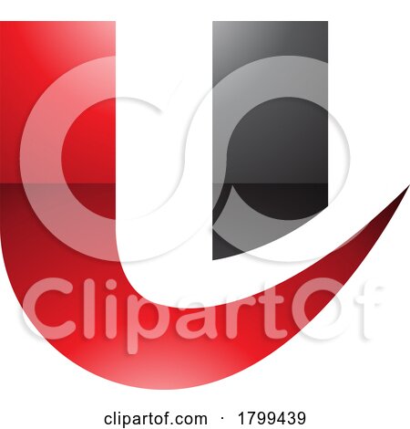 Red and Black Glossy Bold Curvy Shaped Letter U Icon by cidepix