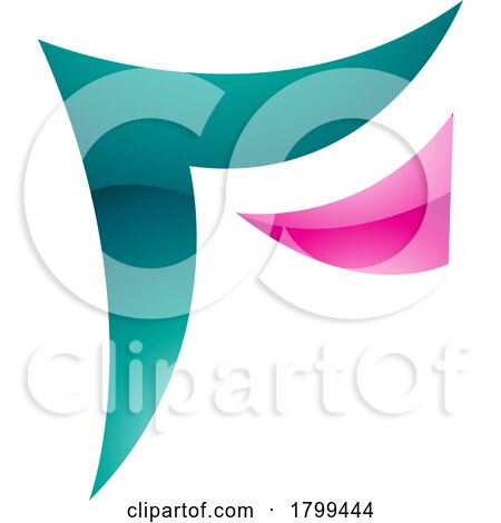 Persian Green and Magenta Wavy Glossy Paper Shaped Letter F Icon by cidepix