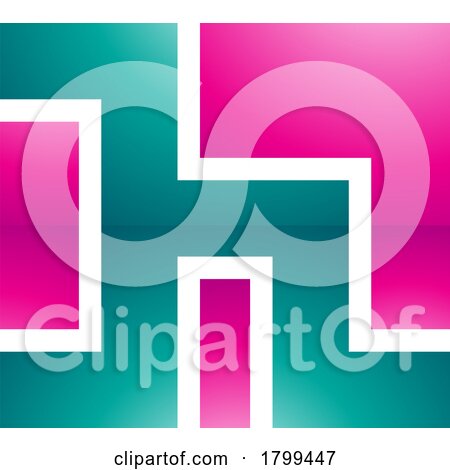 Persian Green and Magenta Square Shaped Glossy Letter H Icon by cidepix