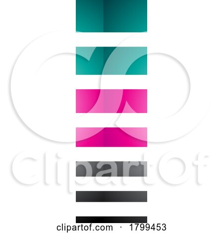 Persian Green and Magenta Glossy Letter I Icon with Horizontal Stripes by cidepix
