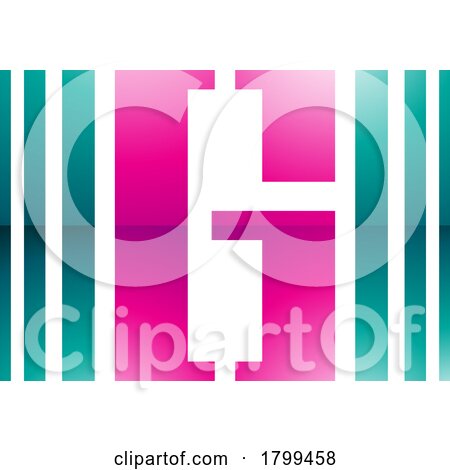 Persian Green and Magenta Glossy Letter G Icon with Vertical Stripes by cidepix